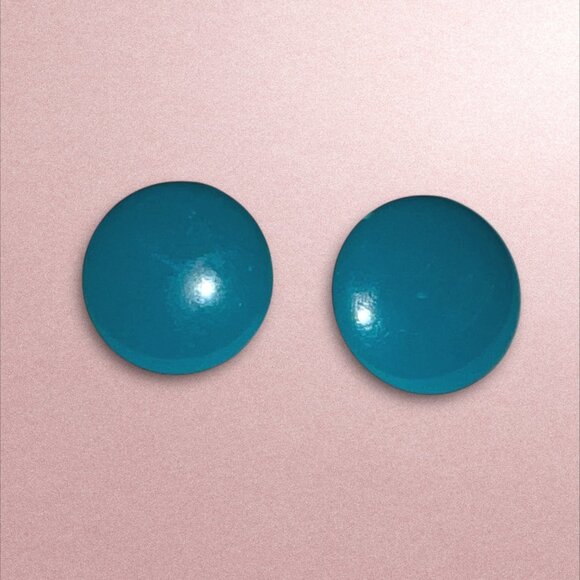 Vintage-Inspired Blue Resin Round Stud Earrings - Picture 2 of 3